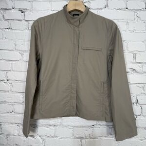 Eileen Fisher Womens Jacket XS Italian Fabric Mandarin Collar Snap Zip Pockets